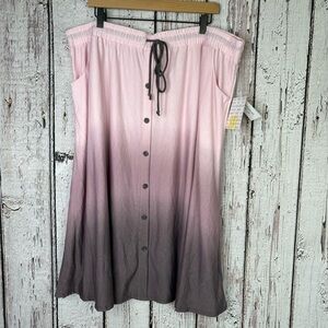 🏷️NWT LuLaRoe Marsha Skirt 3XL (Plus Size 26-28) Pink Purple Ombre Button Front